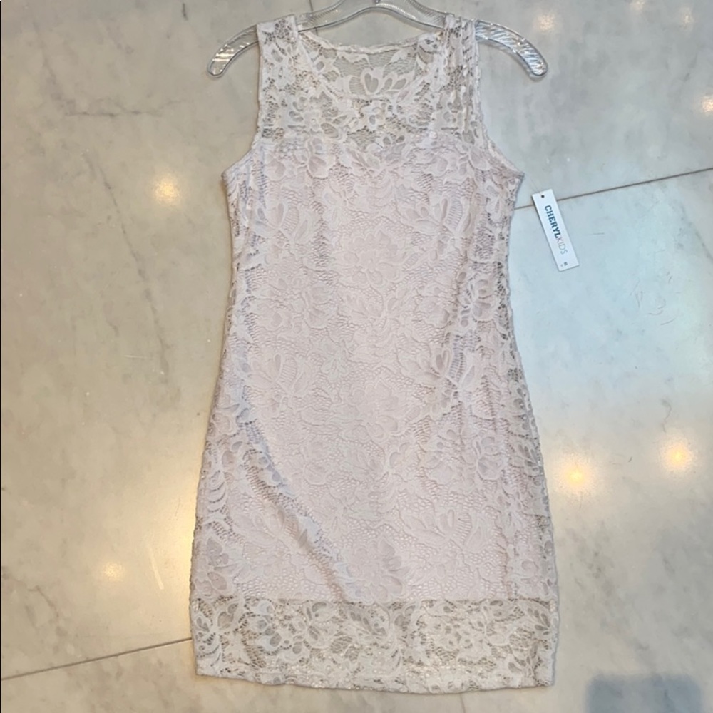 CHERYL KIDS GIRLS white FLORAL DRESS X-L - NEW